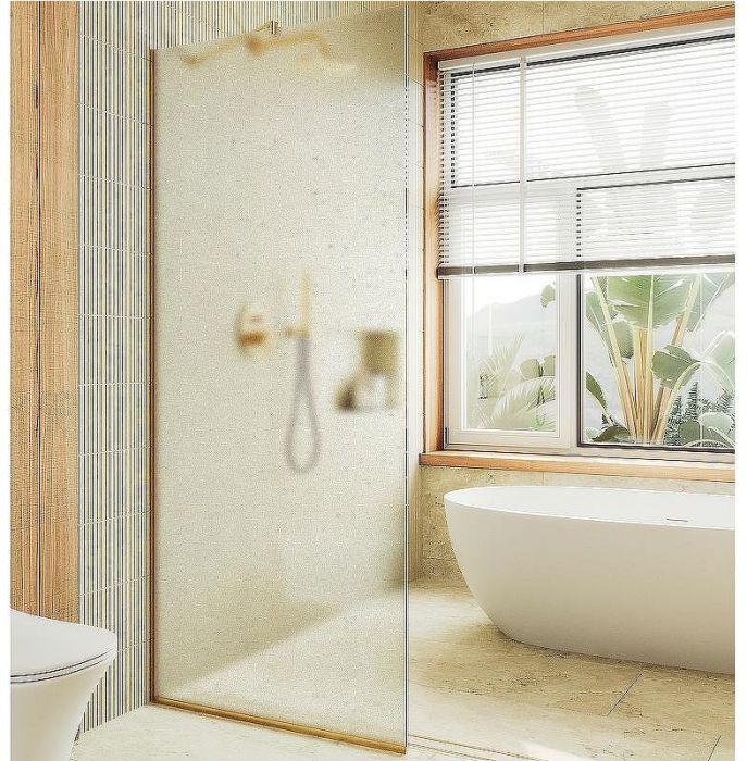 Душевая перегородка Maybah Glass MGD-690-3у 890x1950 в узком профиле Золото стекло сатиновое