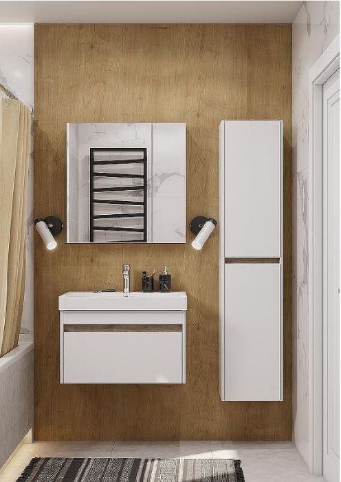 Подвесной шкаф Aquaton Марти 35 1A270203MY010 Белый глянцевый Дуб эндгрейн