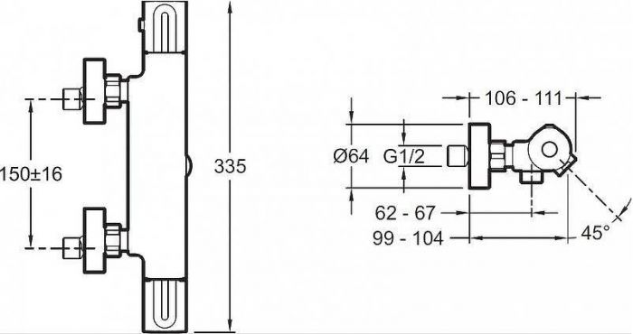 Смеситель для ванны Jacob Delafon Metro E24395-CP с термостатом Хром