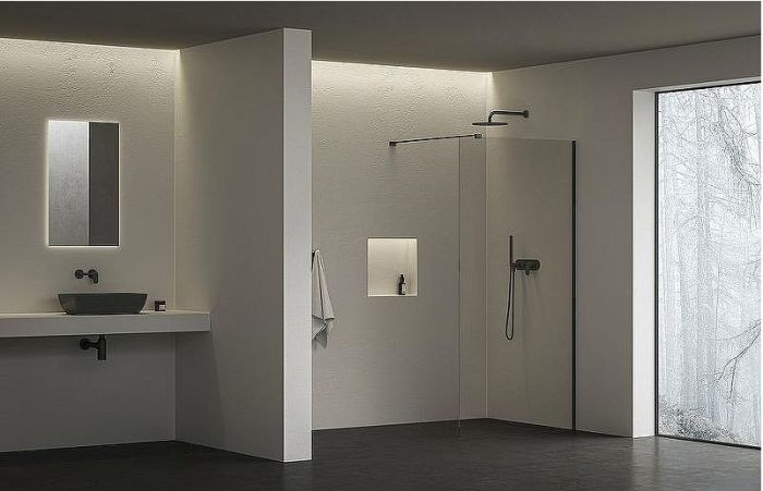 Душевая перегородка Ravak ST Walk-In Wall Air 100 GW9WA0300Z1C профиль Черный стекло Transparent