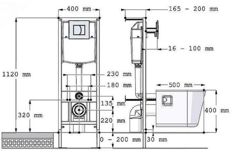 Комплект унитаза с инсталляцией Rosa Элеганс 4630055558728 с сиденьем Микролифт и клавишей смыва Хром