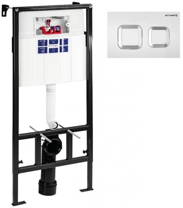 Инсталляция Bettoserb Sava Fix Slim SET40006488G для унитаза с клавишей смыва цвет Белый глянцевый Хром глянцевый