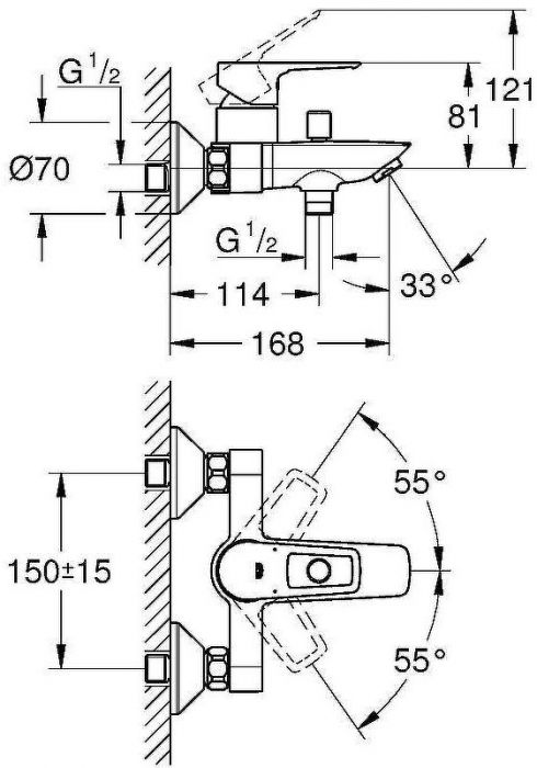 Смеситель для ванны Grohe BauLoop 23602001 Хром