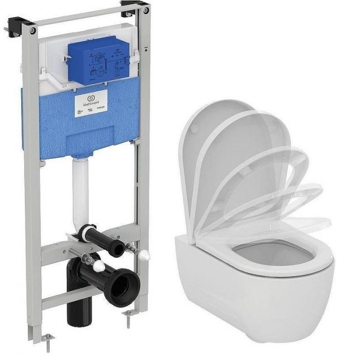 Комплект унитаза с инсталляцией Ideal Standard ProSys Blend Сurve M374901 с сиденьем Микролифт
