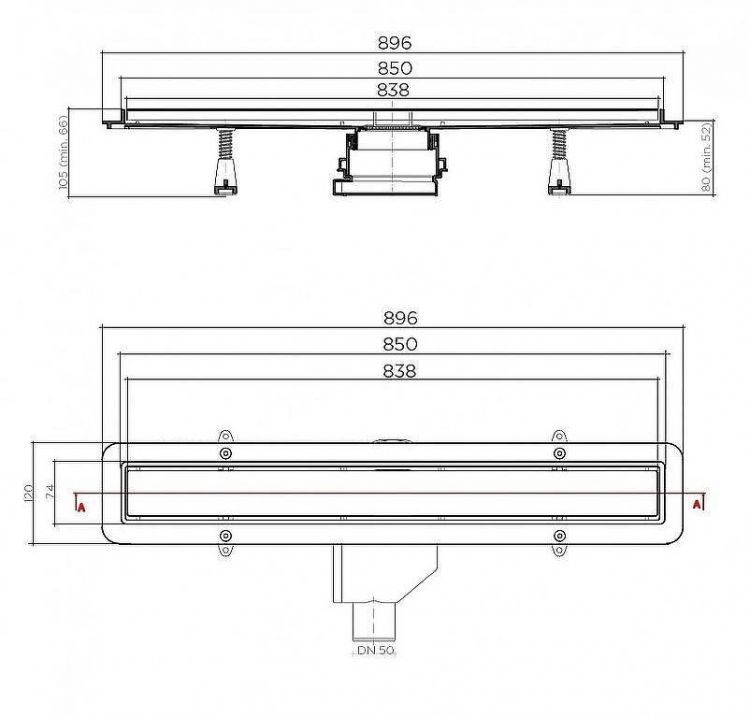 Душевой лоток Bettoserb Line 13702512 с решеткой Хром матовый