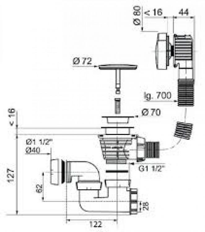 Слив-перелив на ванну Jacob Delafon E6D159-CP 70 см хром