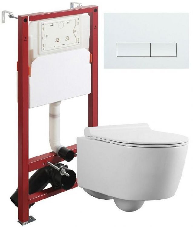 Комплект унитаза с инсталляцией Agger ATI05100+APB288 с сиденьем Микролифт и Белой глянцевой клавишей смыва