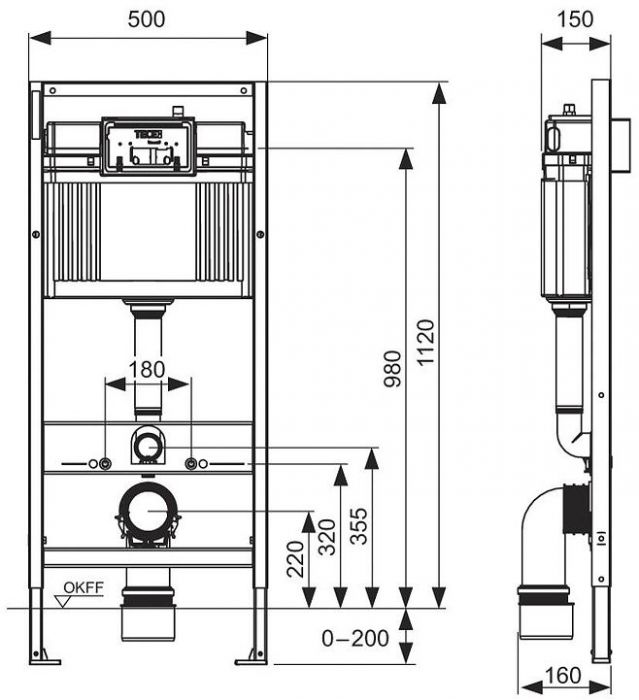 Комплект унитаза Avimano Promotion 1000080 с инсталляцией Tece Profil 9400412 с сиденьем Микролифт и клавишей смыва Хром глянцевый