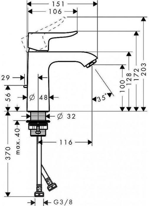 Смеситель для раковины Hansgrohe Metris 31080000 Хром