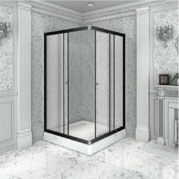 Душевой уголок Radomir Дрим 100x90 L 1-03-6-1-0-1210 профиль Черный стекло прозрачное