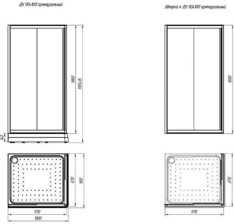 Душевой уголок Radomir Дрим 100x90 L 1-03-6-1-0-1210 профиль Черный стекло прозрачное