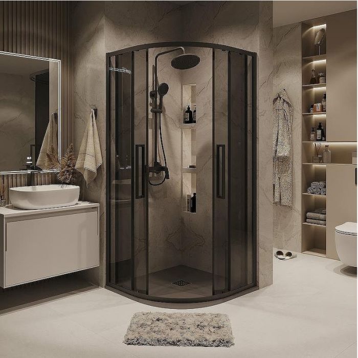 Душевой уголок Grossman Cosmo 100х100 301.K33.02.1010.21.10 профиль Черный матовый стекло тонированное