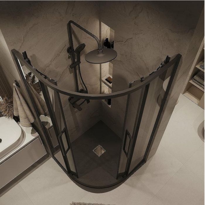 Душевой уголок Grossman Cosmo 100х100 301.K33.02.1010.21.10 профиль Черный матовый стекло тонированное