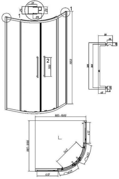 Душевой уголок Grossman Cosmo 100х100 301.K33.02.1010.21.10 профиль Черный матовый стекло тонированное