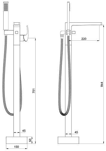 Смеситель для ванны Wonzon & Woghand Fit WW-88649009-BG цвет Брашированное золото