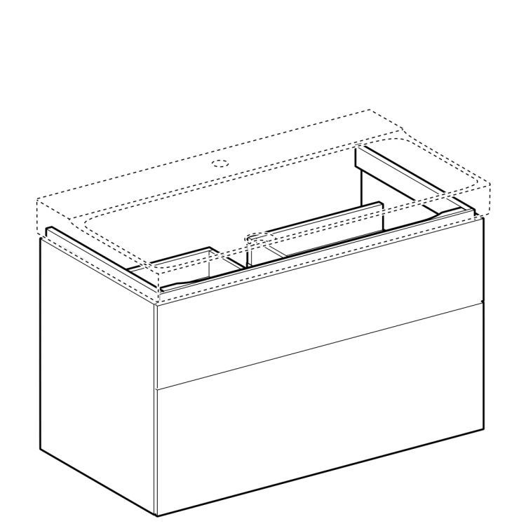 Тумба под раковину Geberit Xeno? 880х530х462 мм, 1 маленький и 1 большой ящики, матовый серый [500.509.00.1]