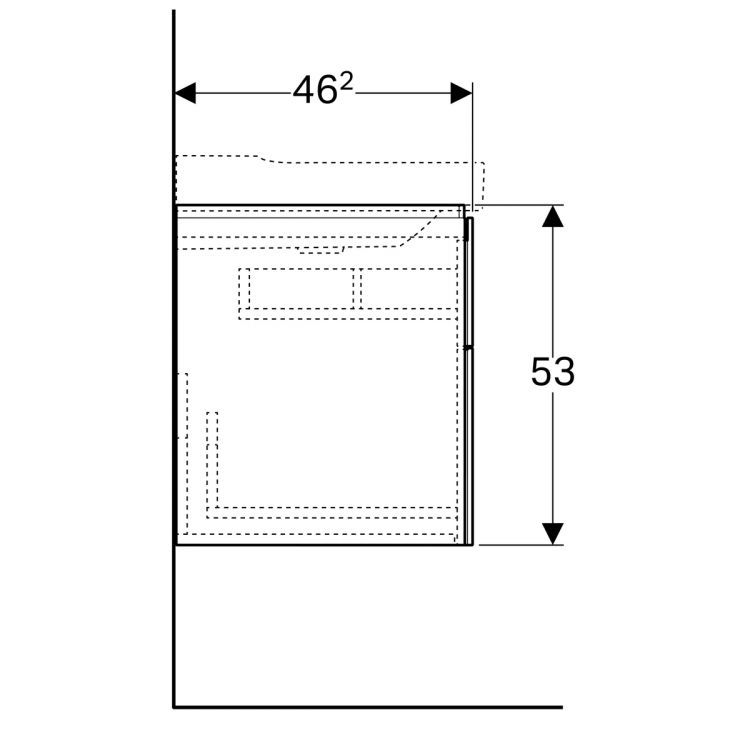 Тумба под раковину Geberit Xeno? 880х530х462 мм, 1 маленький и 1 большой ящики, матовый серый [500.509.00.1]