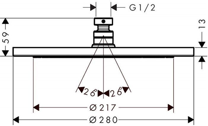 Hansgrohe Croma 280 Air 1jet Верхний душ &Oslash;28см., цвет: хром