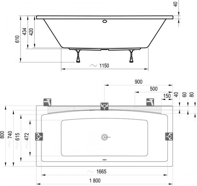 Акриловая ванна 180х80 Ravak Formy 02 C891000000 Акриловая ванна 180х80 Ravak Formy 02 C891000000