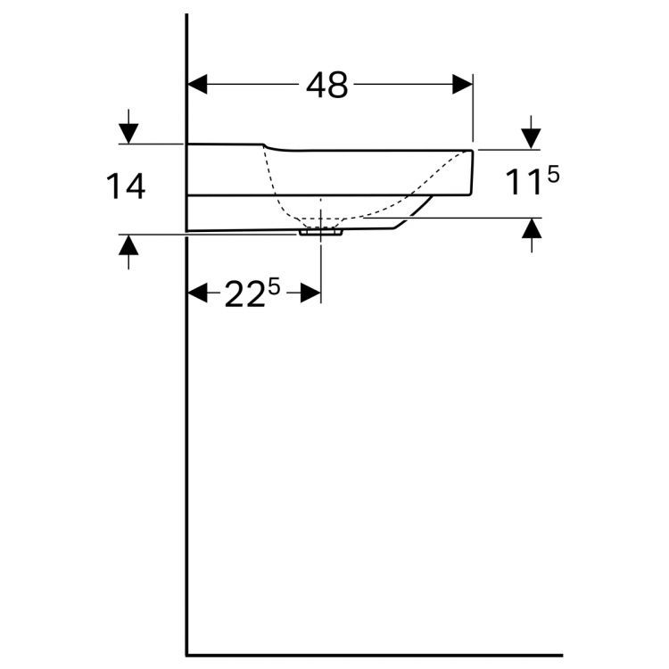 Раковина Geberit Xeno?  без отверстия, без перелива 120х48 [500.552.01.1]