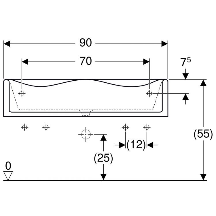 Раковина Geberit Bambini Раковина под два смесителя слева и справа, 90х41.5 см,  без перелива, цвет белый [430200016]
