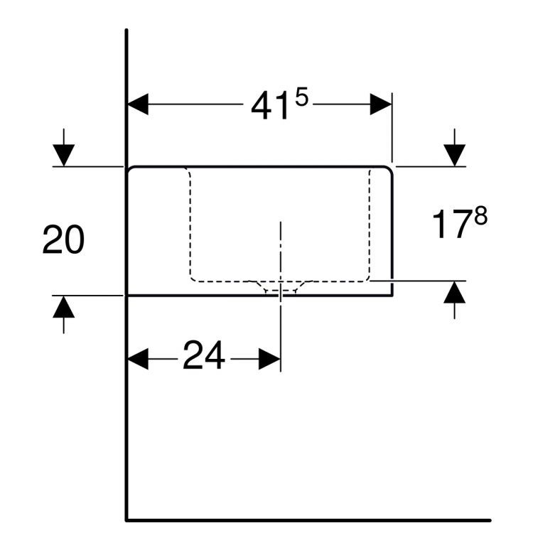 Раковина Geberit Bambini Раковина под два смесителя слева и справа, 90х41.5 см,  без перелива, цвет белый [430200016]