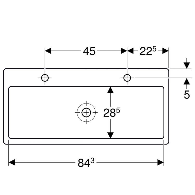 Раковина Geberit Bambini Раковина под два смесителя слева и справа, 90х41.5 см,  без перелива, цвет белый [430200016]