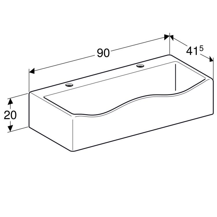 Раковина Geberit Bambini Раковина под два смесителя слева и справа, 90х41.5 см,  без перелива, цвет белый [430200016]