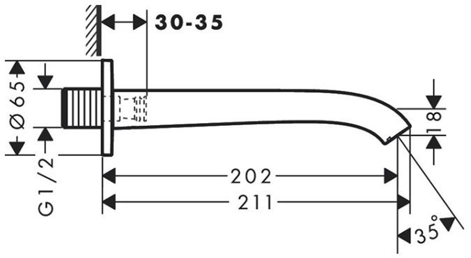 Hansgrohe Vivenis Излив для ванны, настенный, цвет: хром