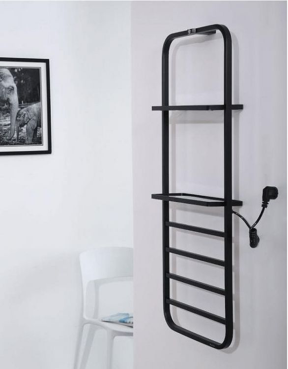 Электрический полотенцесушитель Black&White Universe N-337В 40х101 337BN с полкой Черный матовый Электрический полотенцесушитель Black&White Universe N-337В 40х101 337BN с полкой Черный матовый