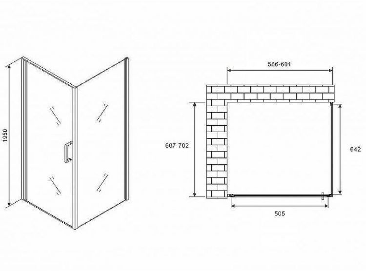 Душевой уголок Abber Sonnenstrand 60х70 AG04060M-S70M профиль Хром стекло матовое