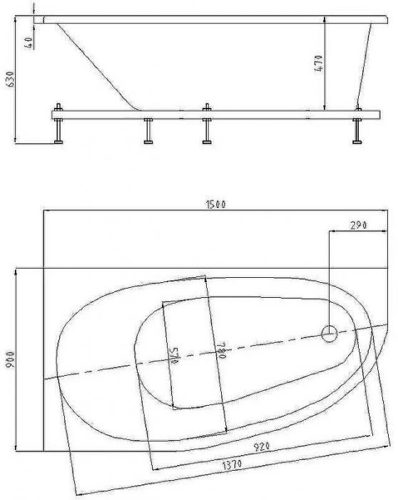Акриловая ванна Aquatek Eco-friendly Дива 150х90 L DIV150-0000001 без панелей, каркаса и слив-перелива