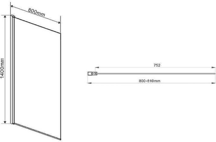 Шторка на ванну Vincea VSB-11800CLB 80x140 профиль Черный стекло прозрачное