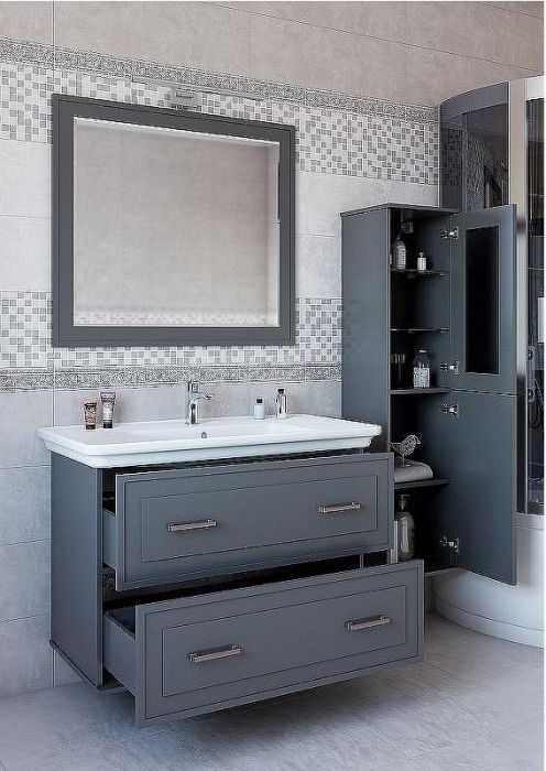 Тумба под раковину Sanflor Модена 105 С02733 подвесная Серая