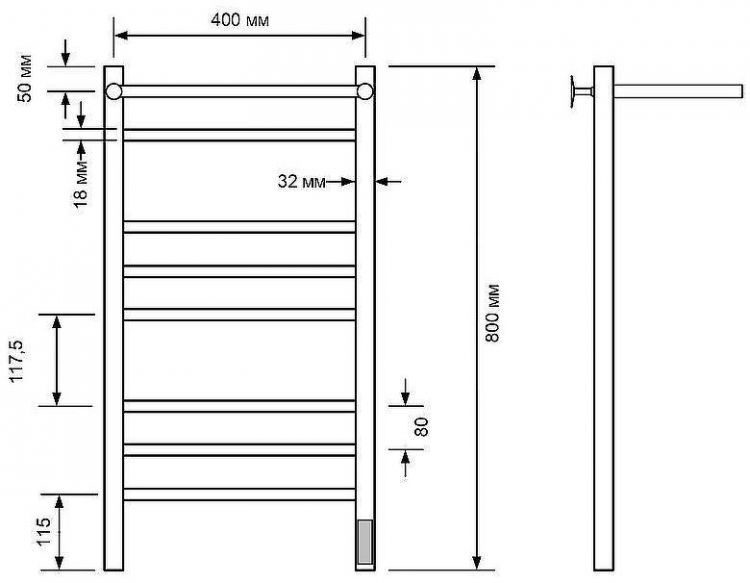 Электрический полотенцесушитель Comfysan Noumi EC-8 80x40 014001 с полкой Белый матовый