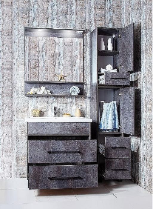 Зеркало Бриклаер Чили 80 4627125415173 с подсветкой Цемент