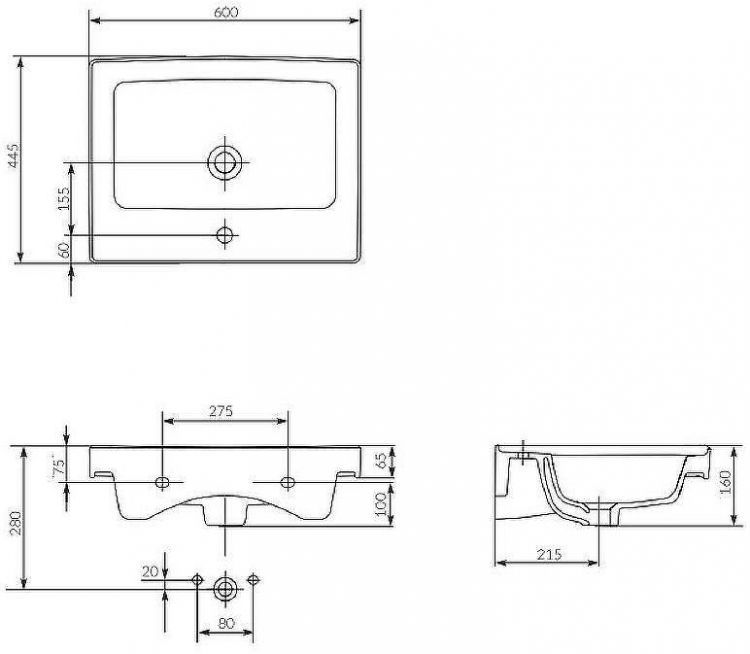 Раковина Cersanit Crea 60 P-UM-CRE60/1 Белая