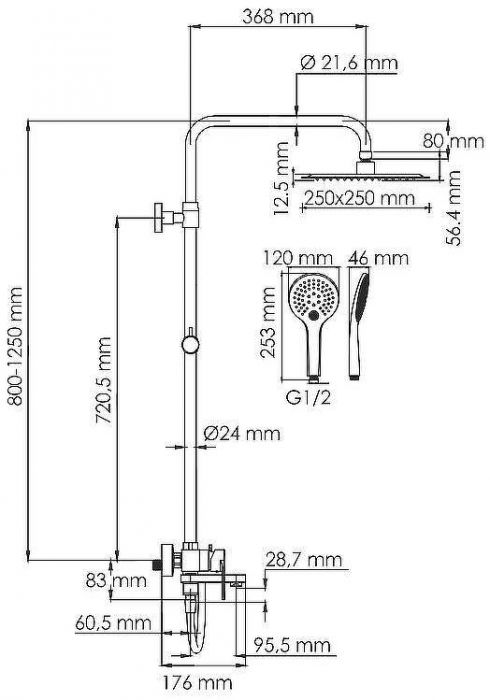 Душевая система WasserKRAFT A185.254.155.WM Белая матовая