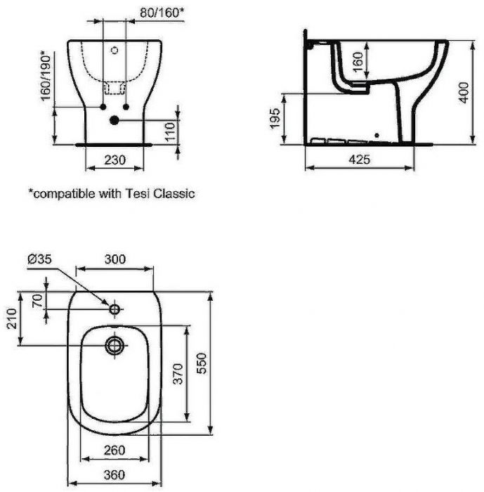 Биде Ideal Standard Tesi T456901 Евробелое