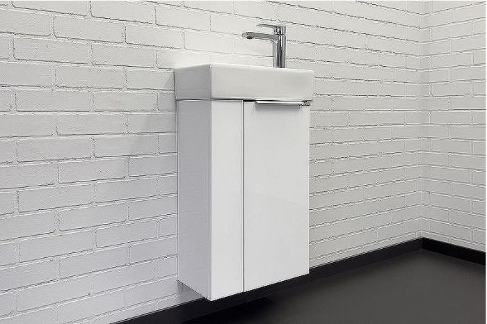 Тумба с раковиной Comforty Асти 40 00-00012835 подвесная Белый глянец