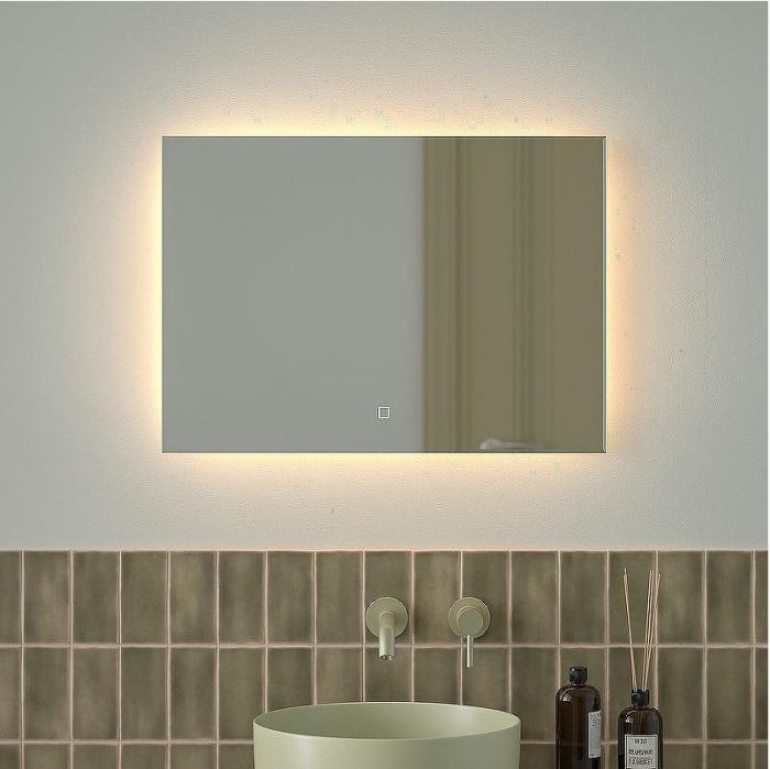 Зеркало Defesto Glow 70х50 DF 2514SH с подсветкой 21W-3000К/с фацетом/Сенсорный выключатель/Теплый белый свет