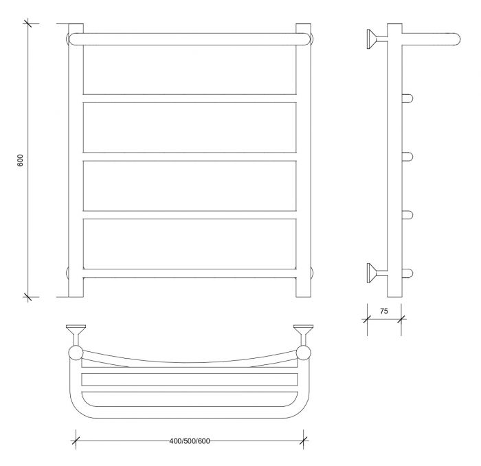 Полотенцесушитель электрический Secado Милан 1 СП 60x40 графит