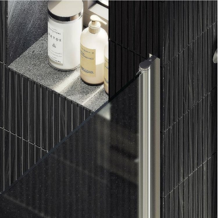 Душевая дверь Maybah Glass MGD-802-5 600x1980 на монопетле Хром матовый стекло сатиновое