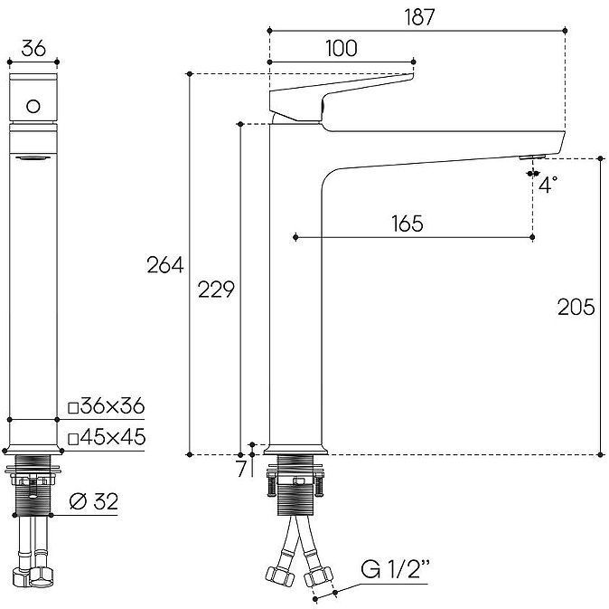 Смеситель для раковины Aqueduto Claro L CLA0345 цвет Оружейная сталь