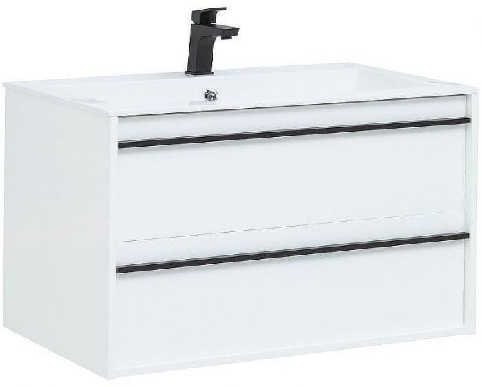 Тумба с раковиной Aquanet Lino 90 271949 подвесная Белая матовая