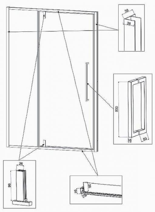 Душевая дверь Veconi Vianno VN-34B 100 VN34B-100-01-C7 профиль Черный матовый стекло прозрачное
