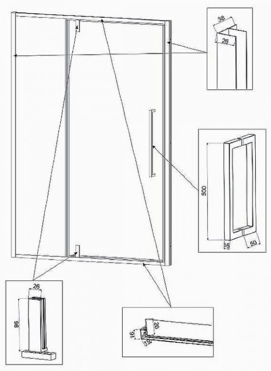 Душевая дверь Veconi Vianno VN-34B 100 VN34B-100-01-C7 профиль Черный матовый стекло прозрачное