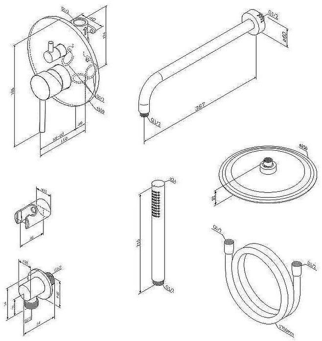 Душевая система Damixa Scandinavian Pure 936520300 Черная матовая