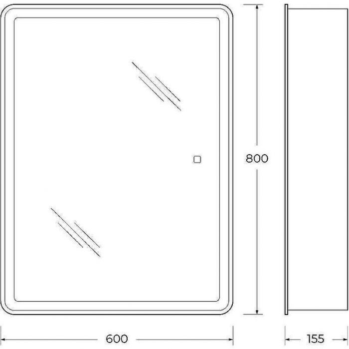 Зеркальный шкаф BelBagno Marino 60 SPC-MAR-600/800-1A-LED-TCH с подсветкой Белый