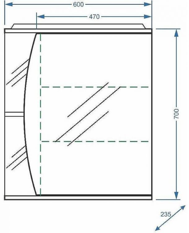 Зеркальный шкаф Stella Polar Волна Лана 60 SP-00000049 с подсветкой Белый